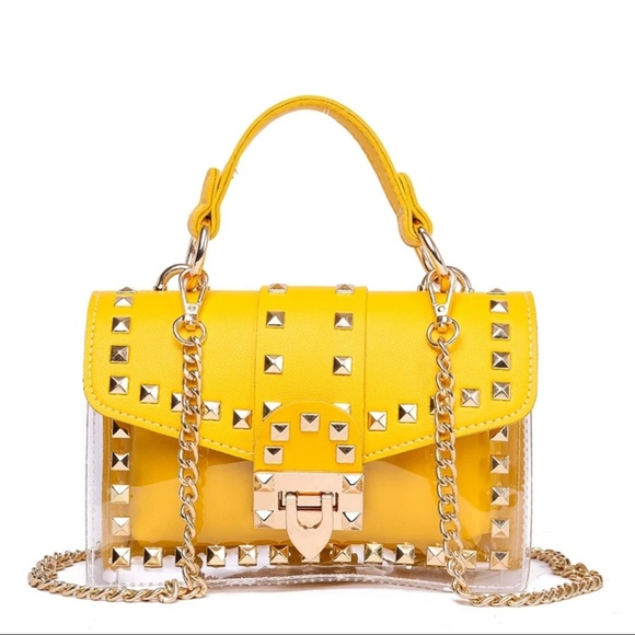 Handbags - NEW! Mustard Yellow Studded Crossbody Bag